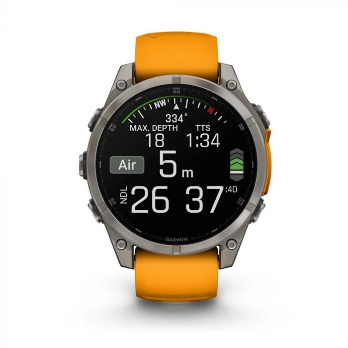 Смарт-годинник Garmin Fenix 8 47mm AMOLED Sapphire Graphite DLC Titanium with Spark Orange Silicone (010-02904-19)