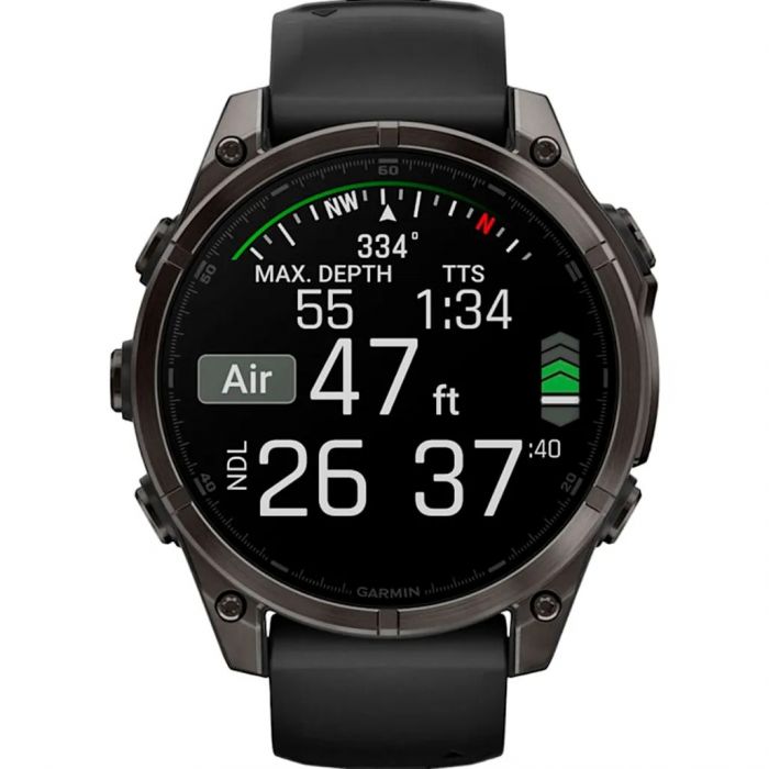Смарт-годинник Garmin Fenix 8 47mm AMOLED Sapphire Carbon Gray DLC Titanium with Black Silicone (010-02904-29)