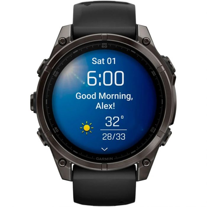 Смарт-годинник Garmin Fenix 8 47mm AMOLED Sapphire Carbon Gray DLC Titanium with Black Silicone (010-02904-29)