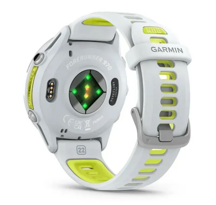 Смарт-годинник Garmin Forerunner 970 Whitestone Titanium with Whitestone/Translucent Amp Yellow Silicone with Silver Buckle (010-02969-61)