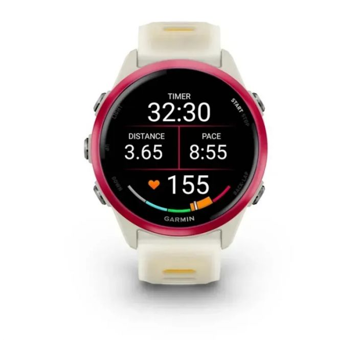 Смарт-годинник Garmin Forerunner 570 42mm Raspberry with Mango/Translucent Bone with Silver Buckle (010-02970-42)