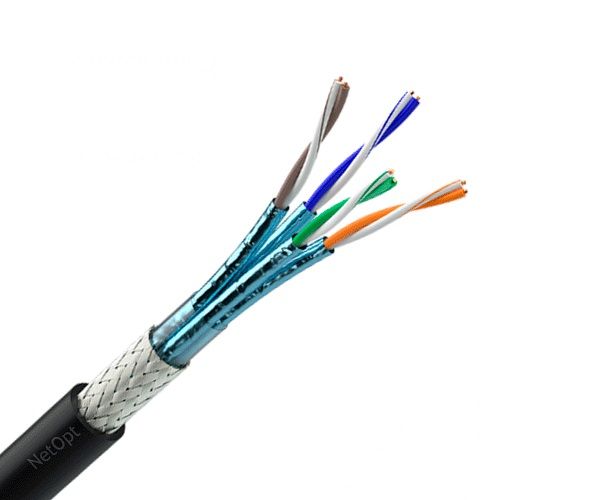 Кабель для зовнішньої прокладки OK-Net КПпПО-ВПЕ (1000) S/FTP, CAT 7A, 4х2х0,58, бухта 500м (7935107)