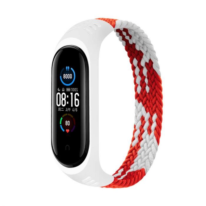 Ремінець BeCover Elastic Nylon Style для Xiaomi Mi Smart Band 5/Mi Smart Band 6 Size S Red/White (706137)