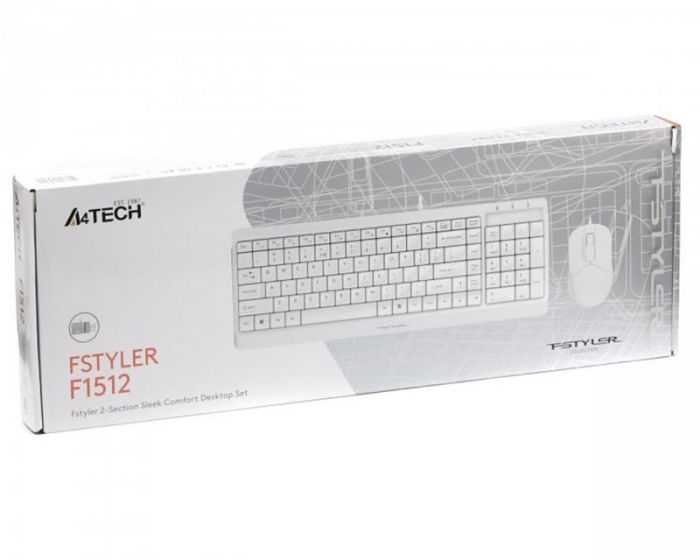 Комплект (клавіатура, миша) A4Tech F1512 White USB