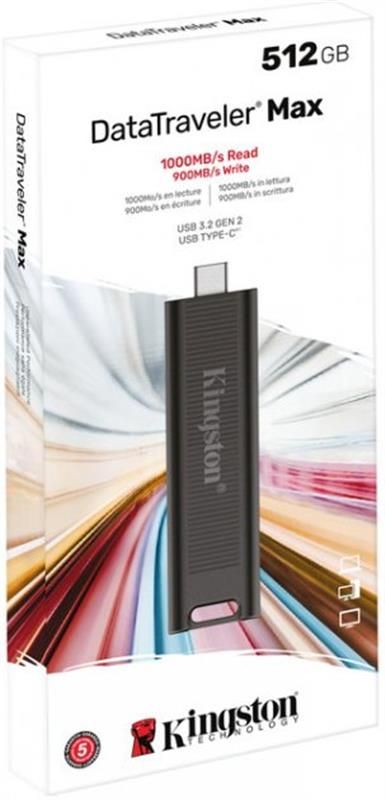 Флеш-накопичувач USB3.2 512GB Type-C Kingston DataTraveler Max Black (DTMAX/512GB)