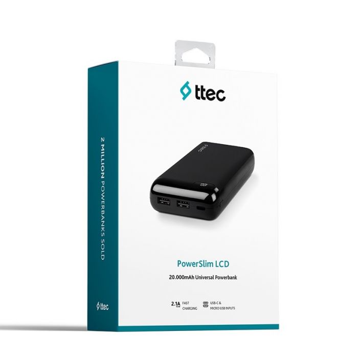 Універсальна мобільна батарея Ttec 20000mAh PowerSlim Black (2BB184S)