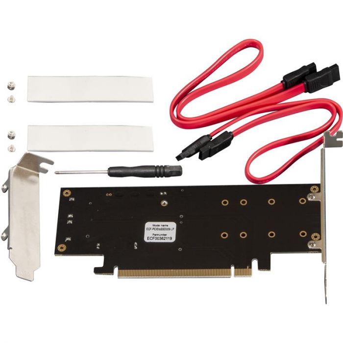 Контролер Frime (ECF-PCIEtoSSD009.LP) PCI-E-2хM.2 (B&M Key)+1хmSATA