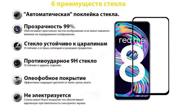 Захисне скло BeCover для Realme 8/8 Pro Black (706684)