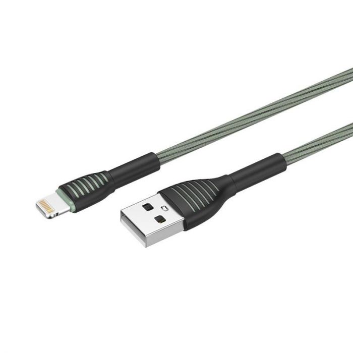 Кабель ColorWay USB - Lightning (M/M), braided cloth, 3 А, 1 м, Gray (CW-CBUL041-GR)