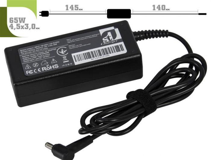 Блок живлення 1StCharger для ноутбука Asus 19V 65W 3.42A 4.5х3.0мм + каб.живл. (AC1STAS65WE)