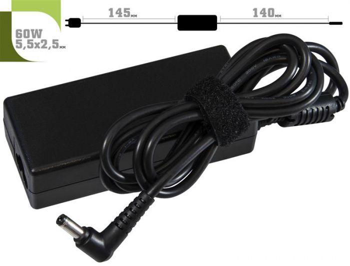 Блок живлення 1StCharger для ноутбука Dell 19V 60W 3.16A 5.5х2.5мм + каб.живл. (AC1STDE60WD)