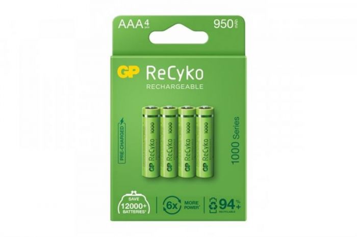 Акумулятори GP Recyko 1000 Series AAA/HR03 NI-MH 950mAh BL 4 шт