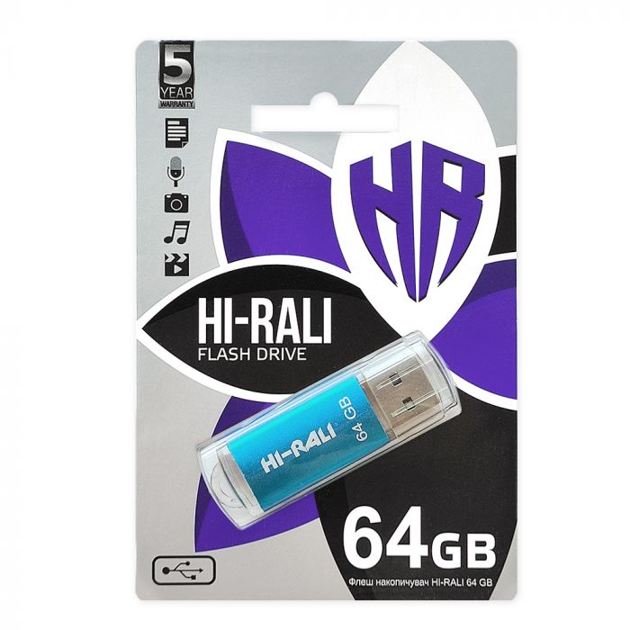 Флеш-накопичувач USB 64GB Hi-Rali Rocket Series Blue (HI-64GBVCBL)