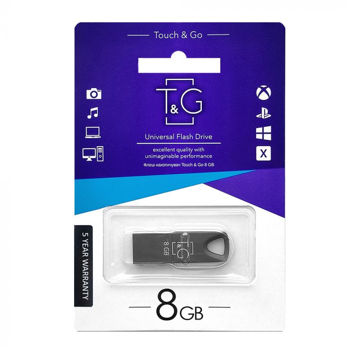 Флеш-накопичувач USB 8GB T&G 117 Metal Series Black (TG117BK-8G)