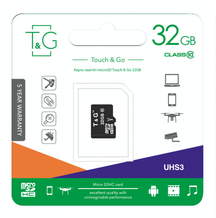 Карта пам`ятi MicroSDHC 32GB UHS-I U3 Class 10 T&G (TG-32GBSD10U3-00)