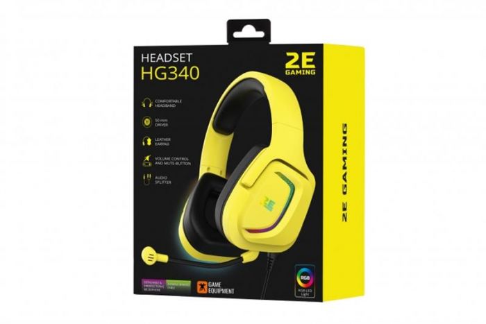 Гарнітура 2E Gaming HG340 RGB Yellow (2E-HG340YW)