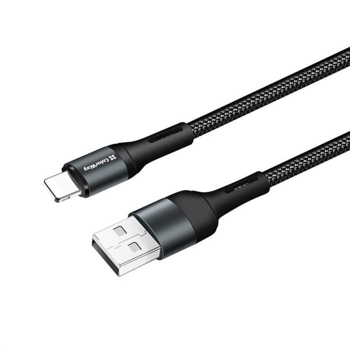 Кабель ColorWay USB - Lightning (M/M), nylon, 2.4 А, 1 м, Black (CW-CBUL045-BK)