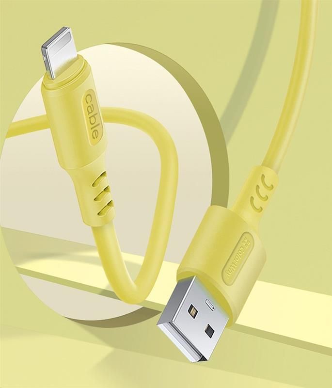 Кабель ColorWay USB - Lightning (M/M), soft silicone, 2.4 А, 1 м, Yellow (CW-CBUL043-Y)