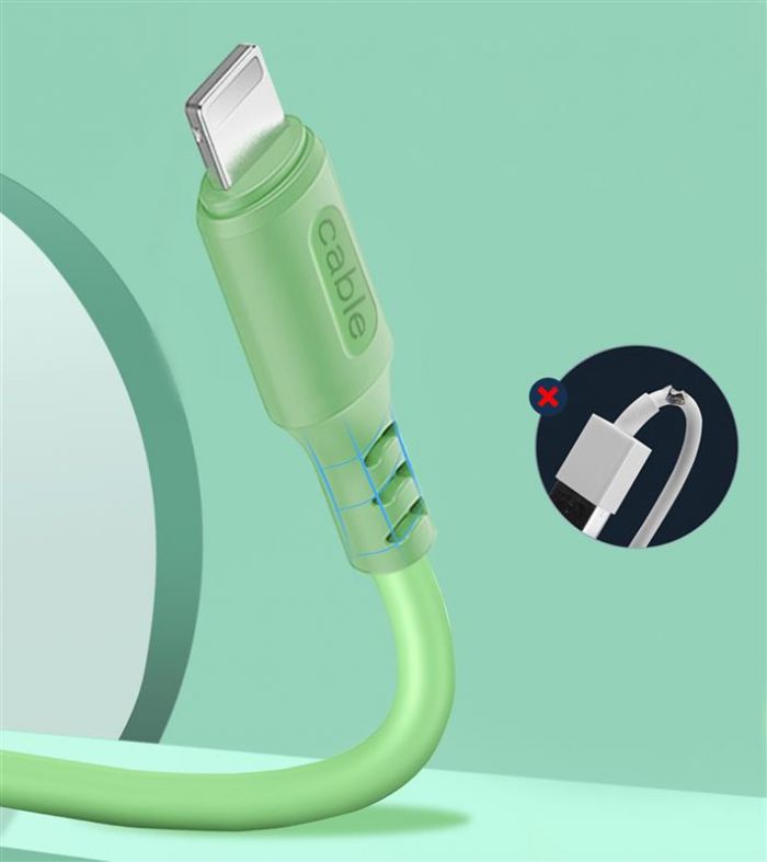 Кабель ColorWay USB - Lightning (M/M), soft silicone, 2.4 А, 1 м, Green (CW-CBUL042-GR)