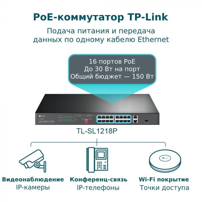 Комутатор TP-Link TL-SL1218P