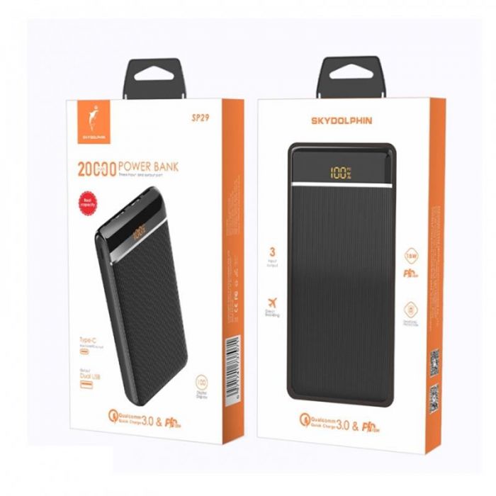 Універсальна мобільна батарея SkyDolphin SP29 PD+QC3.0 20000mAh Black (PB-000091)_бн