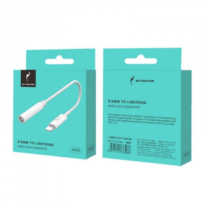 Перехідник SkyDolphin AU02 Lightning - 3.5 мм (M/F) White (ADPT-00017)