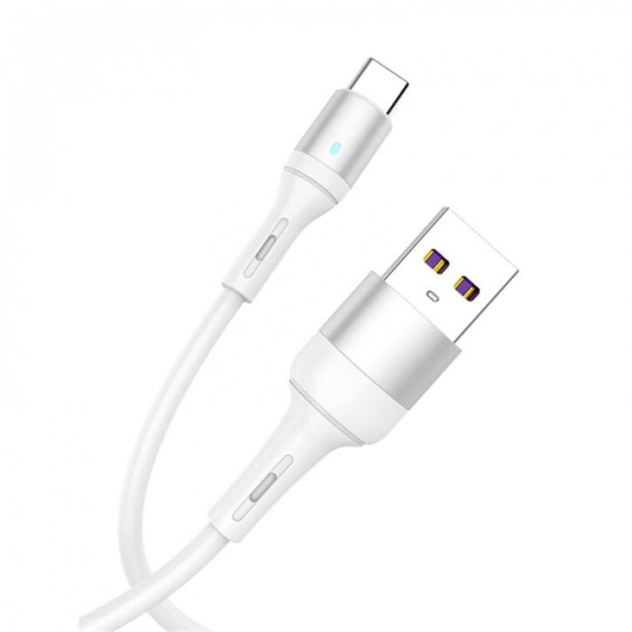 Кабель SkyDolphin S06T LED Smart Power USB -  USB Type-C (M/M), 1 м, White (USB-000556)