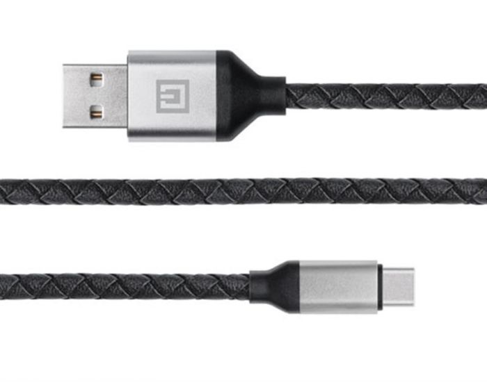 Кабель REAL-EL Premium Leather USB - USB Type-C (M/M), 1 м, Black (EL123500049)