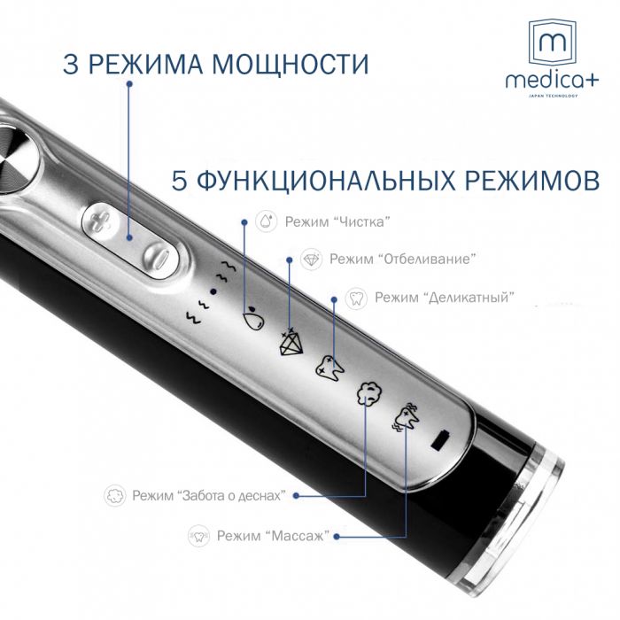 Ультразвукова зубна щітка Medica+ Probrush 9.0 (Ultasonic) Black (MD-102973)