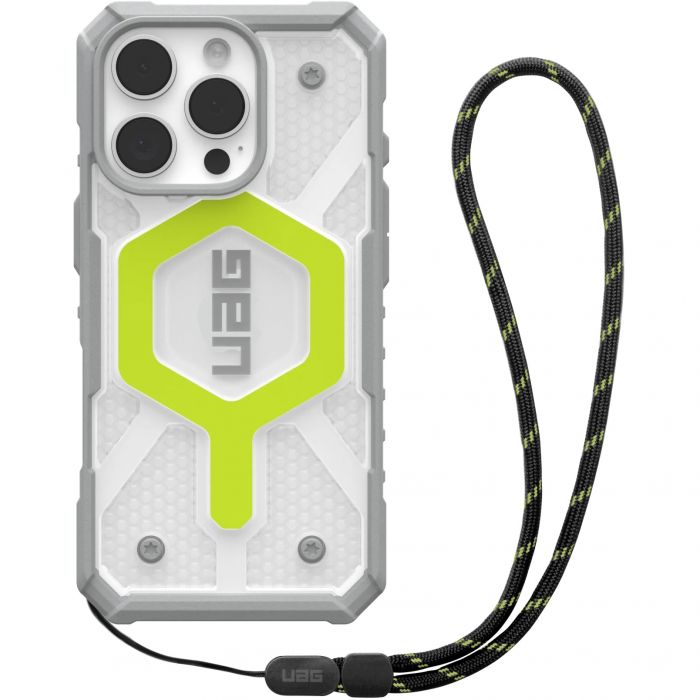 Чохол-накладка+ремінець Urban Armor Gear Pathfinder Clear Magsafe для Apple iPhone 16 Pro Active Neon Lanyard (1144641BV01)