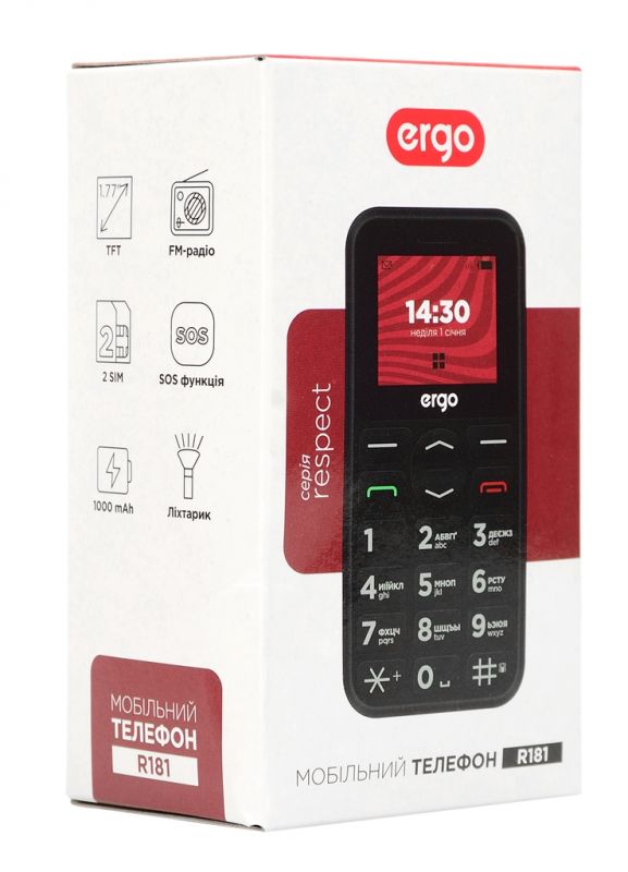 Мобiльний телефон Ergo R181 Dual Sim Black