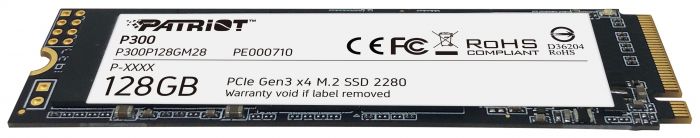 Накопичувач SSD  128GB Patriot P300 M.2 2280 PCIe 3.0 x4 NVMe TLC (P300P128GM28)