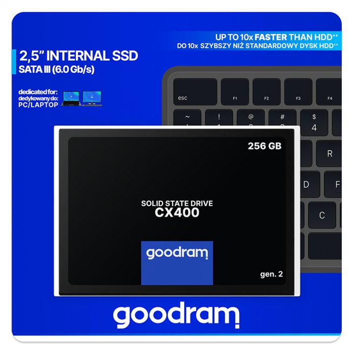 Накопичувач SSD  256GB Goodram CX400 Gen.2 2.5" SATAIII 3D TLC (SSDPR-CX400-256-G2)