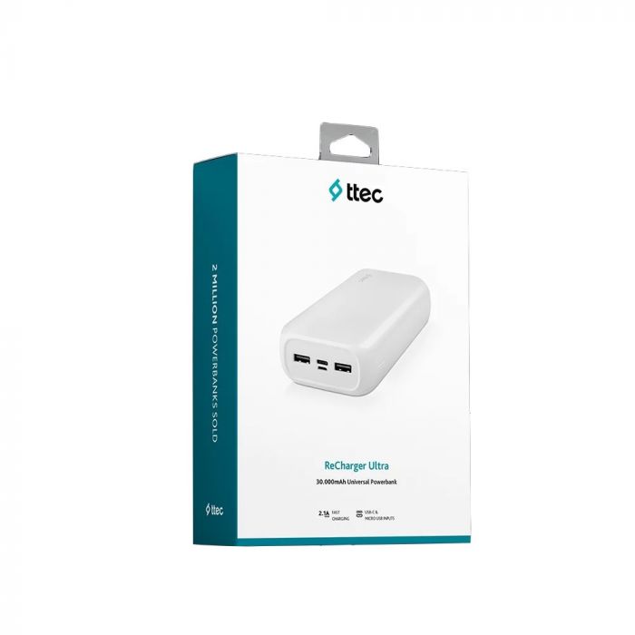 Універсальна мобільна батарея Ttec 30000mAh ReCharger Ultra White (2BB190B)