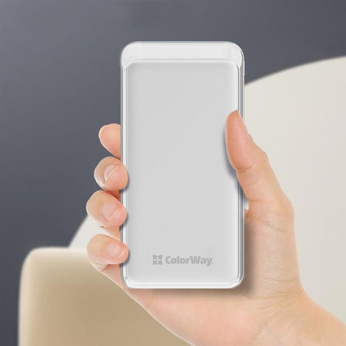 Універсальна мобільна батарея ColorWay Slim 20000mAh White (CW-PB200LPG3WT-PD)