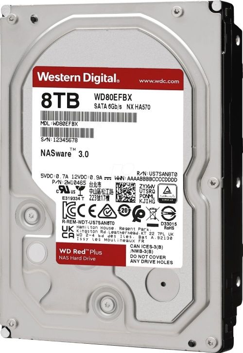 Накопичувач HDD SATA 8.0TB WD Red Plus 7200rpm 256MB (WD80EFBX)