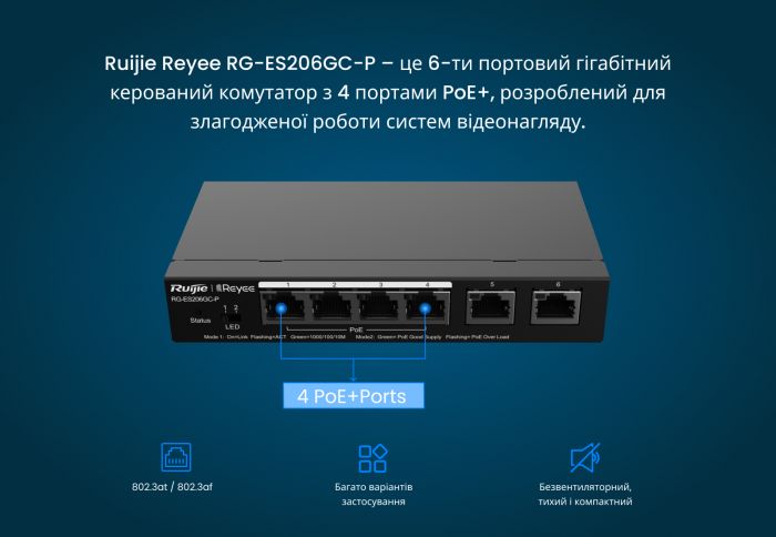 Комутатор Ruijie Reyee RG-ES206GC-P