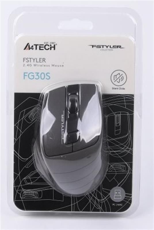 Мишка бездротова A4Tech FG30S Grey/Black USB