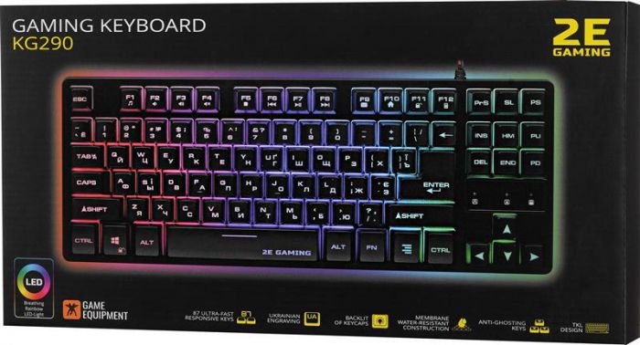 Клавіатура 2E Gaming KG290 LED Ukr Black (2E-KG290UB)