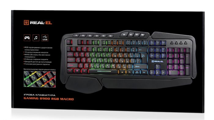 Клавіатура REAL-EL Gaming 8900 RGB Macro Ukr Black