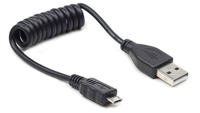 Кабель Cablexpert USB - micro USB V 2.0 (M/M), 0.6 м, спіральний (CC-mUSB2C-AMBM-0.6M)