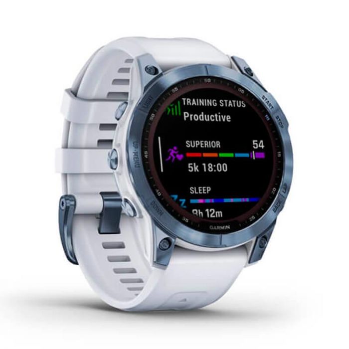 Смарт-годинник Garmin Fenix 7 Sapphire Solar Mineral Blue DLC Titanium with Whitestone Band (010-02540-24)