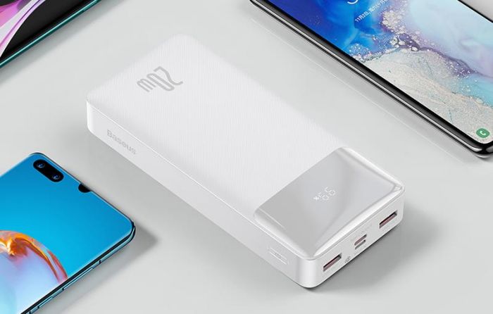 Універсальна мобільна батарея Baseus Bipow Digital Display 15W 30000mAh White (PPDML-K02)