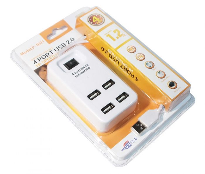 Концентратор USB 2.0 Voltronic YT-HWS4-W/08646, 4хUSB2.0, White