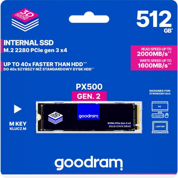 Накопичувач SSD 512GB GOODRAM PX500 M.2 2280 PCIe 3.0 x4 NVMe 3D TLC (SSDPR-PX500-512-80-G2)