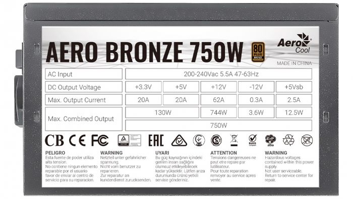 Блок живлення AeroCool Aero Bronze 750 (ACPB-AR75AEC.11) 750W