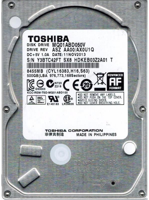 Накопичувач HDD 2.5" SATA  500GB Toshiba 5400rpm 8MB (MQ01ABD050V) Ref