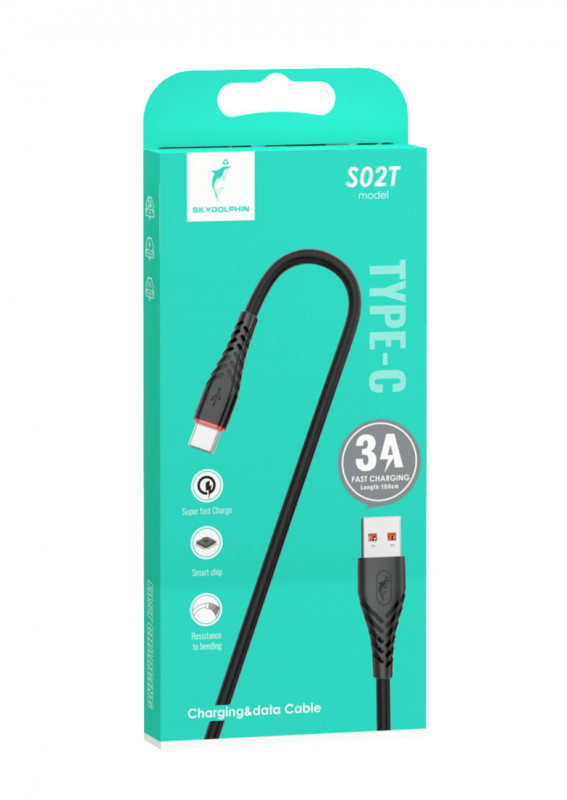 Кабель SkyDolphin S02T USB - USB Type-C (M/M), 1 м, Black (USB-000589)