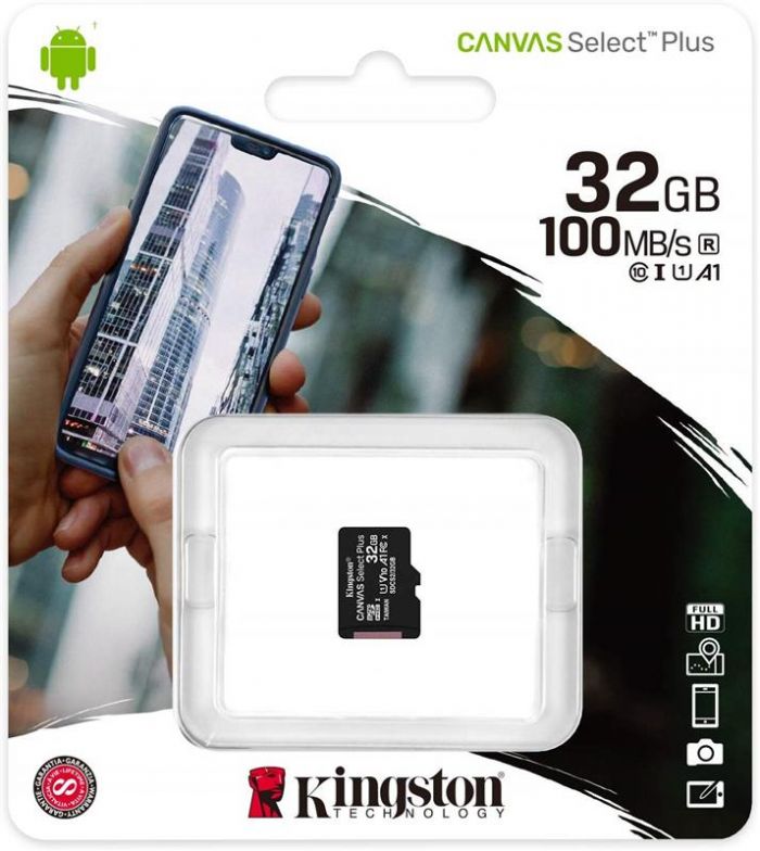 Карта пам`яті MicroSDHC 32GB UHS-I Class 10 Kingston Canvas Select Plus R100MB/s (SDCS2/32GBSP)