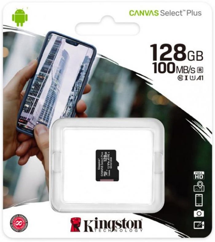 Карта пам`яті MicroSDXC 128GB UHS-I Class 10 Kingston Canvas Select Plus R100MB/s (SDCS2/128GBSP)